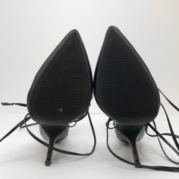 Wild Diva Black Gold Studded Leg Wrap Heels, 7 - Picture 8 of 10